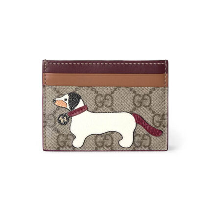 Gucci Bi-Color GG Card Case With Dog Detail